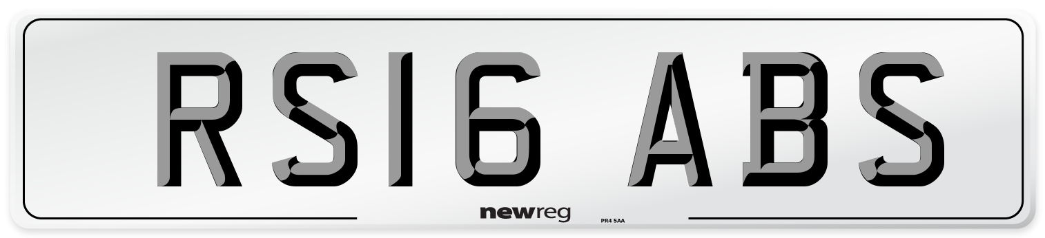 RS16 ABS Number Plate from New Reg